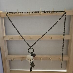 Vintage Black Chain Necklace with Elephant Pendant